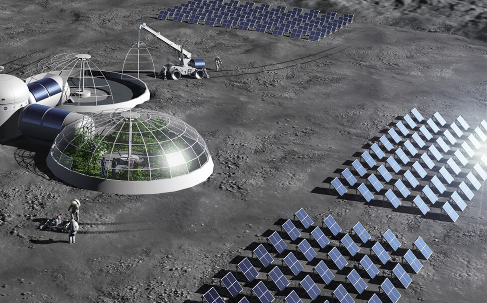 Instalación de paneles solares en la luna